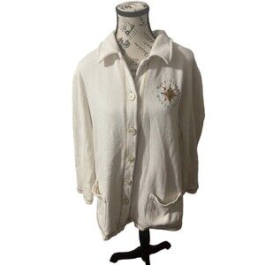 Walt Disney World Tour Vintage Cardigan Sweater L Mickey Mouse Beige RARE